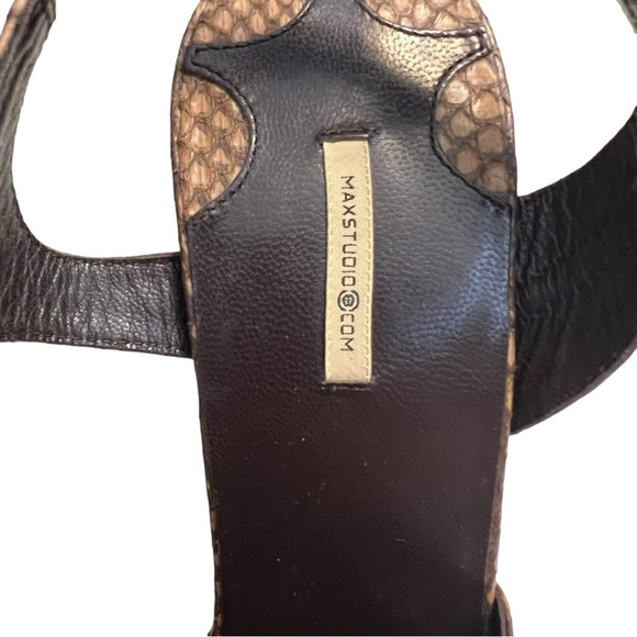 Max Studio Brown Snakeskin Open Toe Heeled Sandals - Picture 7 of 8
